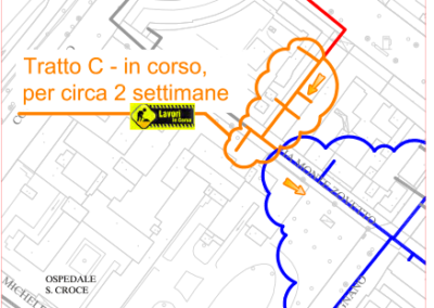 Dettaglio cantieri - teleriscaldamento a Cuneo - scavo C - 16 luglio
