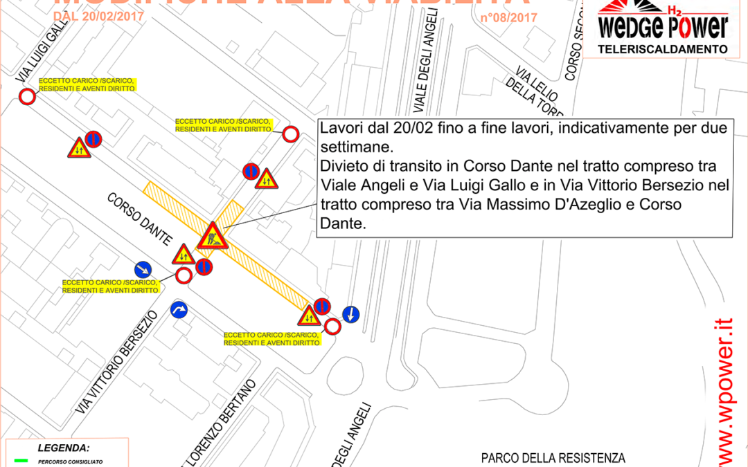Consigli viabilità: Corso Dante – via Vittorio Bersezio