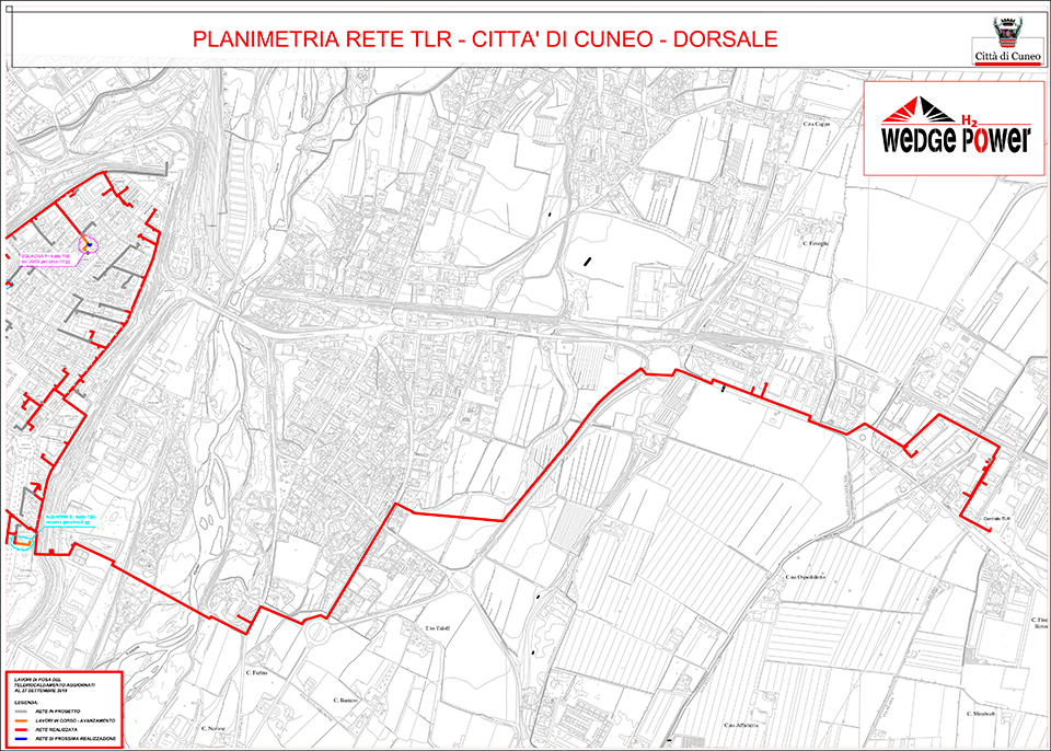 Avanzamento cantieri - dorsale - 27 settembre 2019 - Wedge Power - teleriscaldamento a Cuneo