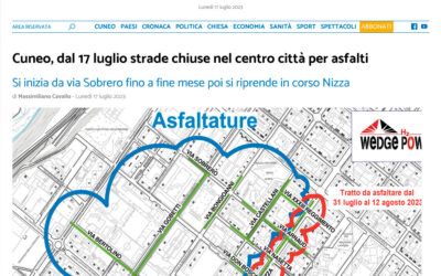 Cuneo, dal 17 luglio strade chiuse nel centro città per asfalti